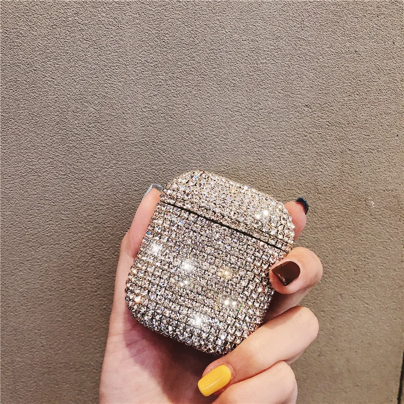 Роскошные 3D милые блестящие бриллианты беспроводные Bluetooth наушники аксессуары Жесткий Чехол для Apple Airpods 2 защитный зарядный ящик сумки