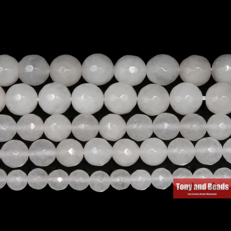 

Free Shipping Natural Stone Faceted White Jades Loose Beads 4 6 8 10 12MM Pick Size for Jewelry Making No.JD15