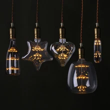 T30 LED Edison Vintage lámpara de cielo estrellado botella de corazón Retro Led fuegos artificiales bombillas regulables para el hogar Navidad decoración Club luces