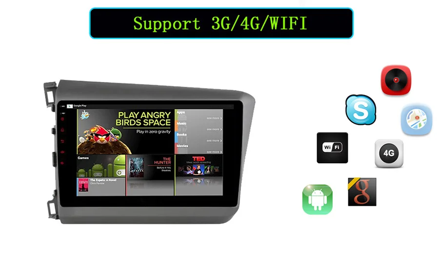 Perfect Asvegen 10.2 inch Android 7.1Quad Core Car Auto WIFI Radio Multimedia Player GPS Navigation For Honda Civic 2012-2015 4