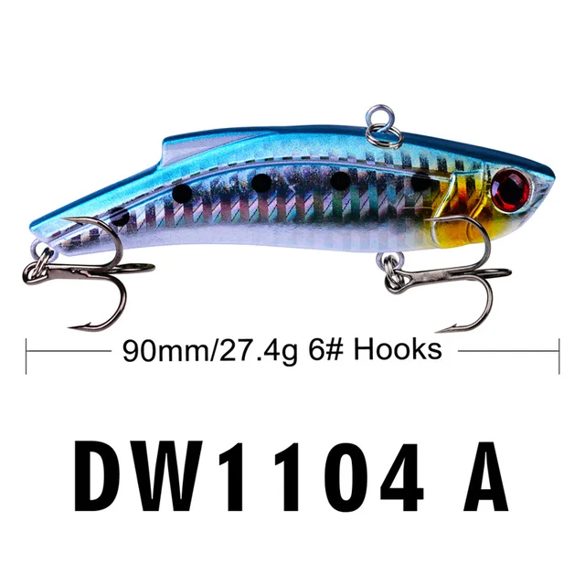 1PCS 27.4G Hard VIB Lures 9CM Bait Treble Hooks Sinking Fishing Tackle