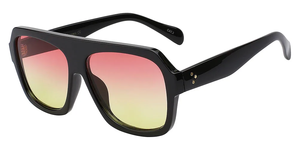 Max glasiz брендовые дизайнерские женские солнцезащитные очки градиентные линзы Солнцезащитные очки Мужские квадратные оправы оттенки женские очки в стиле унисекс - Цвет линз: Pink and Yellow Lens