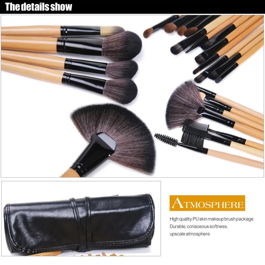 24 шт. Make Up Brush Set Maquillaje черный макияж кисти профессиональный высокое качество комплект с puleather сумки макияж инструментов