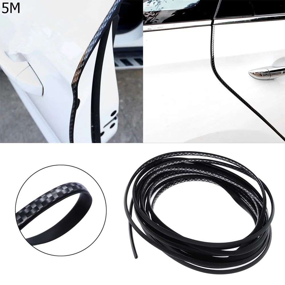 5M Black Carbon Fiber Car Door Edge Guards Strip U Shape Trim Molding Seal Protector Auto Care Tools Accessories