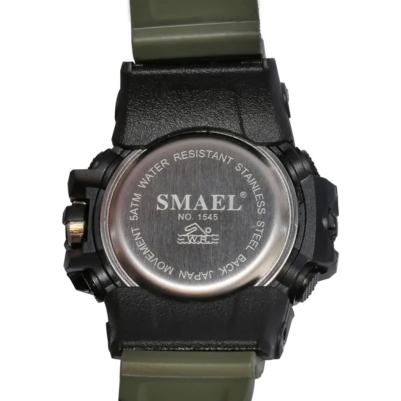 SMAEL Brand Men Watch Dual Time Camouflage Military Watch Digital Watch LED Wristwatch 50M Waterpro