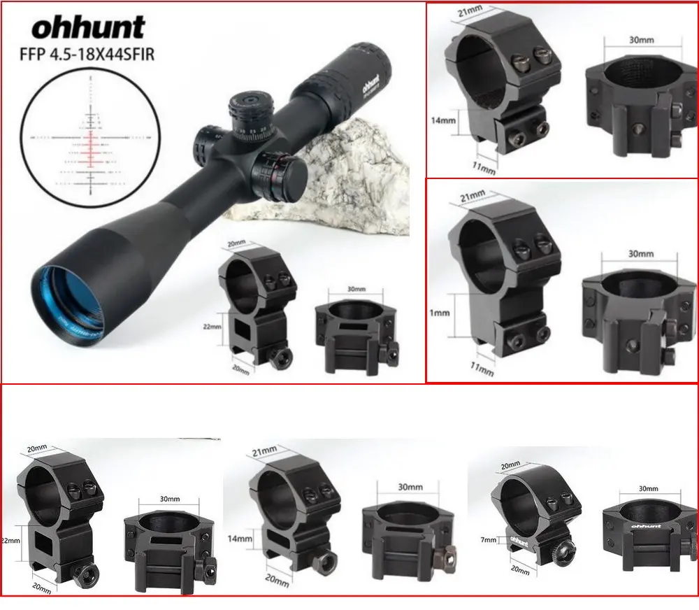 Ohhunt FFP 4,5-18X44 SFIR первый фокальный самолет охотничий оптический прицел боковой Параллакс R/G СТЕКЛО гравированное сетка замок сброс область