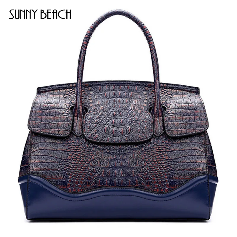 

new Crocodile Women Bag Big Luxury Elegant Top Handle Bags Brand Women Designer Handbags Genuine Leather Female Bag