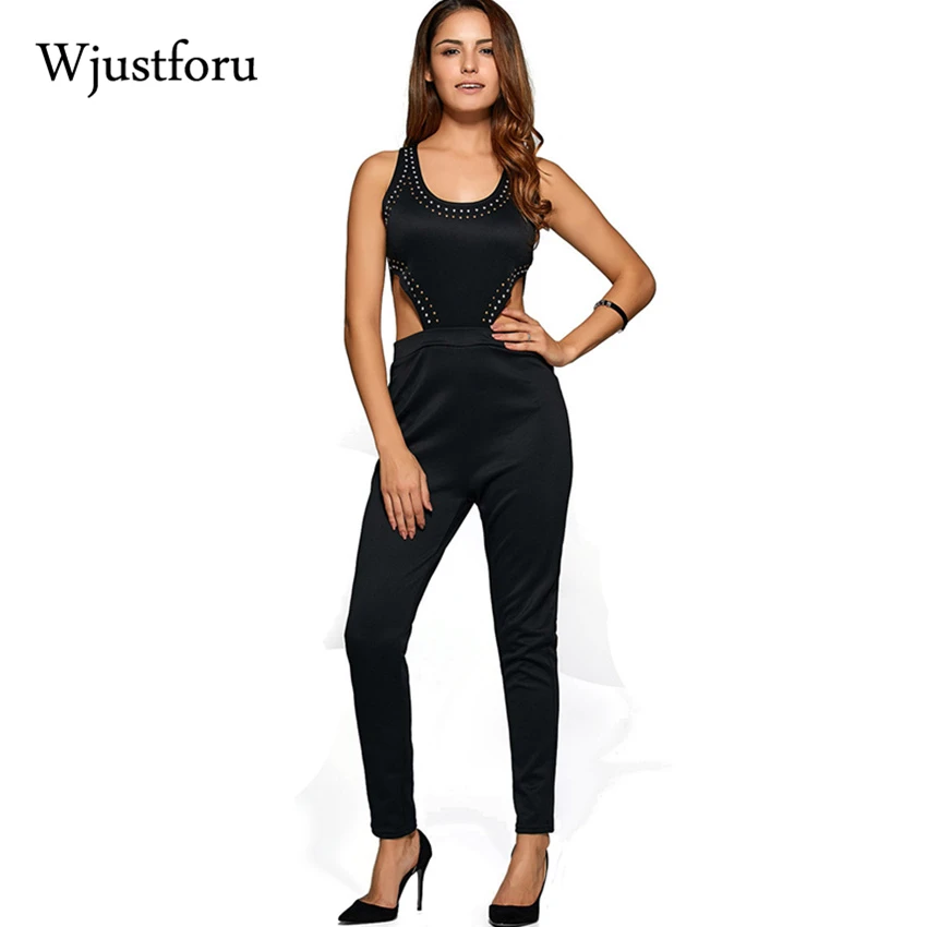 Wjustforu Sexy Sequined Jumpsuit 2017 Zipper Hollow Out Overalls Causal ...