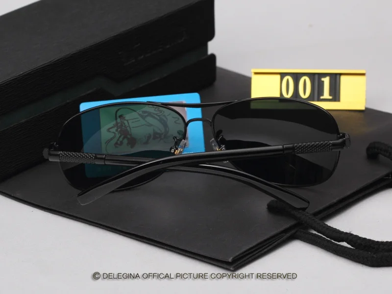 Мужские поляризованные солнцезащитные очки для вождения авиация солнечные оттенки темно-зеленый с чехлом