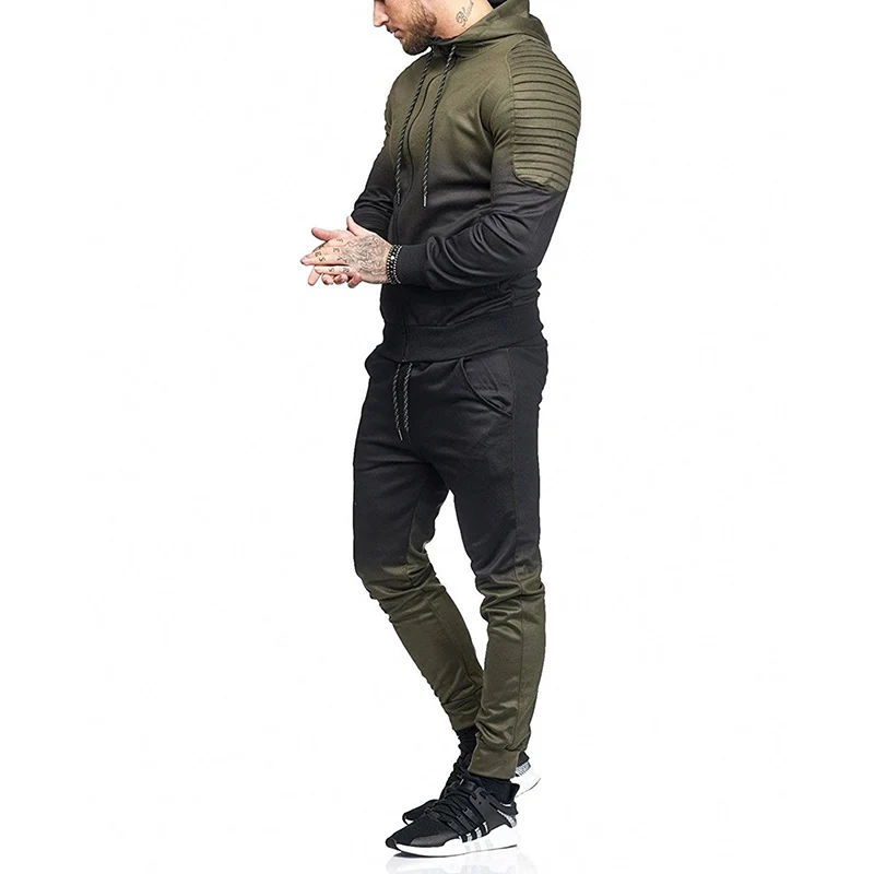ZOGAA Горячая 2019 новых осенью Для мужчин спортивный комплект 3D принт Рубашка в полоску с длинным рукавом Фитнес брюки беговой костюм куртка