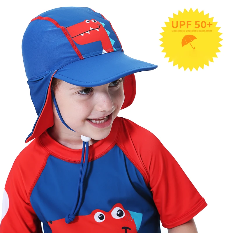 Детская летняя пляжная кепка с УФ-защитой, От 2 до 12 лет, детская шапка для мальчиков и девочек, детские кепки от солнца, шапочка для плавания, дышащая, защита шеи, для улицы