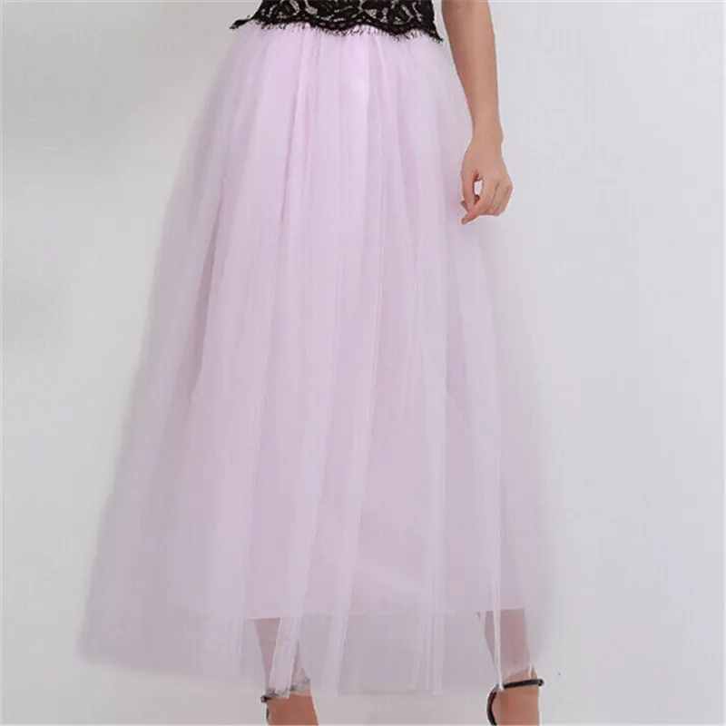 Новая модная женская одежда с высокой талией, однотонные кружевные плиссированные повседневные фатиновые Юбки принцессы, 1 предмет