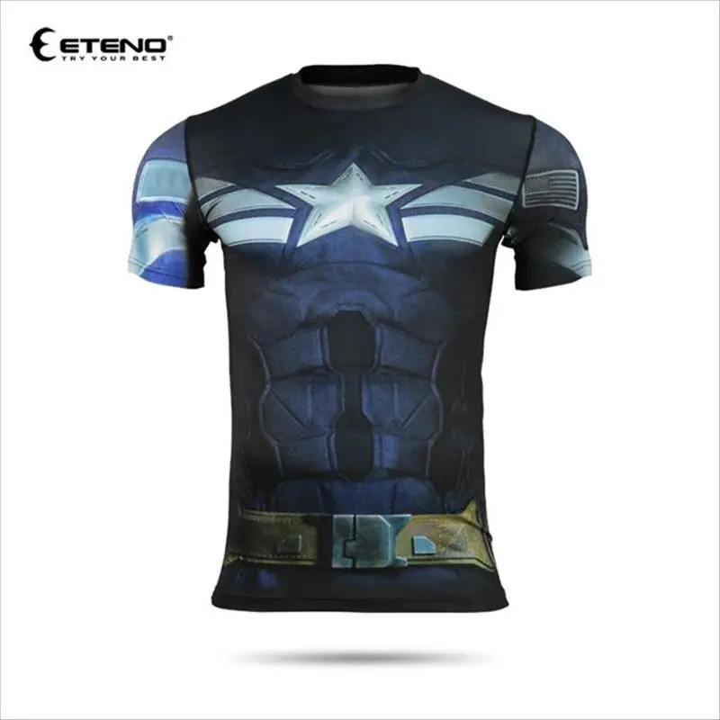 Men's Film Super-Hero Series Compression Sports Shirt Skin Running Short Sleeve Tee