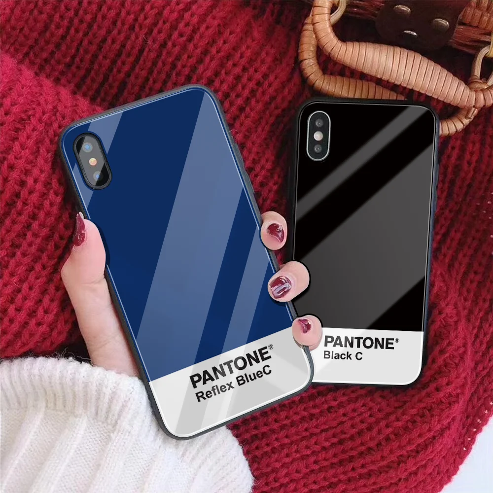 DIY Pantone чехол из закаленного стекла для телефона для iPhone 8 7X6 6S Plus заказной чехол для телефона для iPhone 11 Pro XS MAX XR 5 5S SE