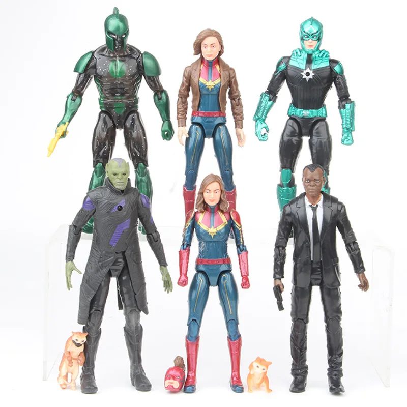 

6pcs Avengers Endgame Talos Captain Marvel Nick Fury Yon Rogg Genis Vell Action Figures Collectible Model Dolls Toy for Kids Boy