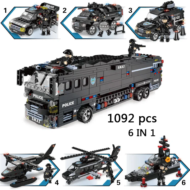 CAMION DELLA POLIZIA  SWAT COSTRUZIONI COMPATIBILI LEGO 