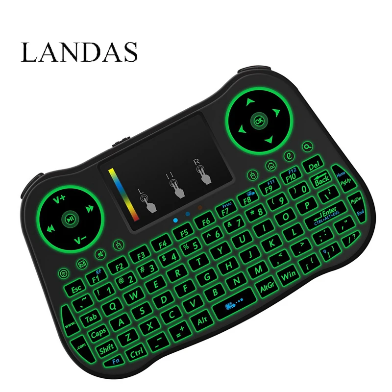 

Landas Mini Air Touchpad Mouse Gaming Keyboard backlit Keyboard 2.4G wireless touch keyboards remote control lithium battery