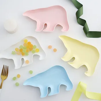 

Ceramic Plate Colorful Tray Snacks Dish Animal Nordic Dessert Cake Food Tray Utensils Fancy Breakfast Side Dish Dinnerware 1pcs