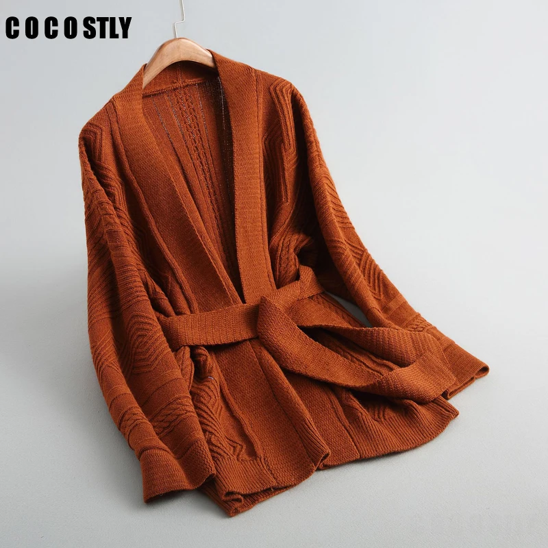 

Casual winter knitted cardigan sweater Women beige loose sweater cardigan Female autumn green sweater cardigan outerwear