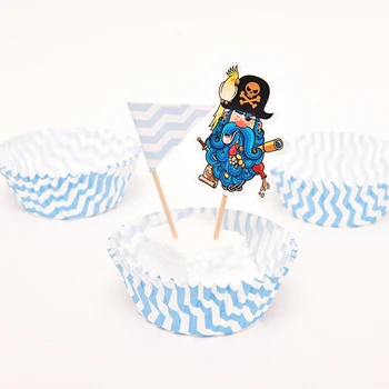 

Cartoon Flower Designs Paper Cupcake Box with Flags (Set of 24 box and 24 flags)