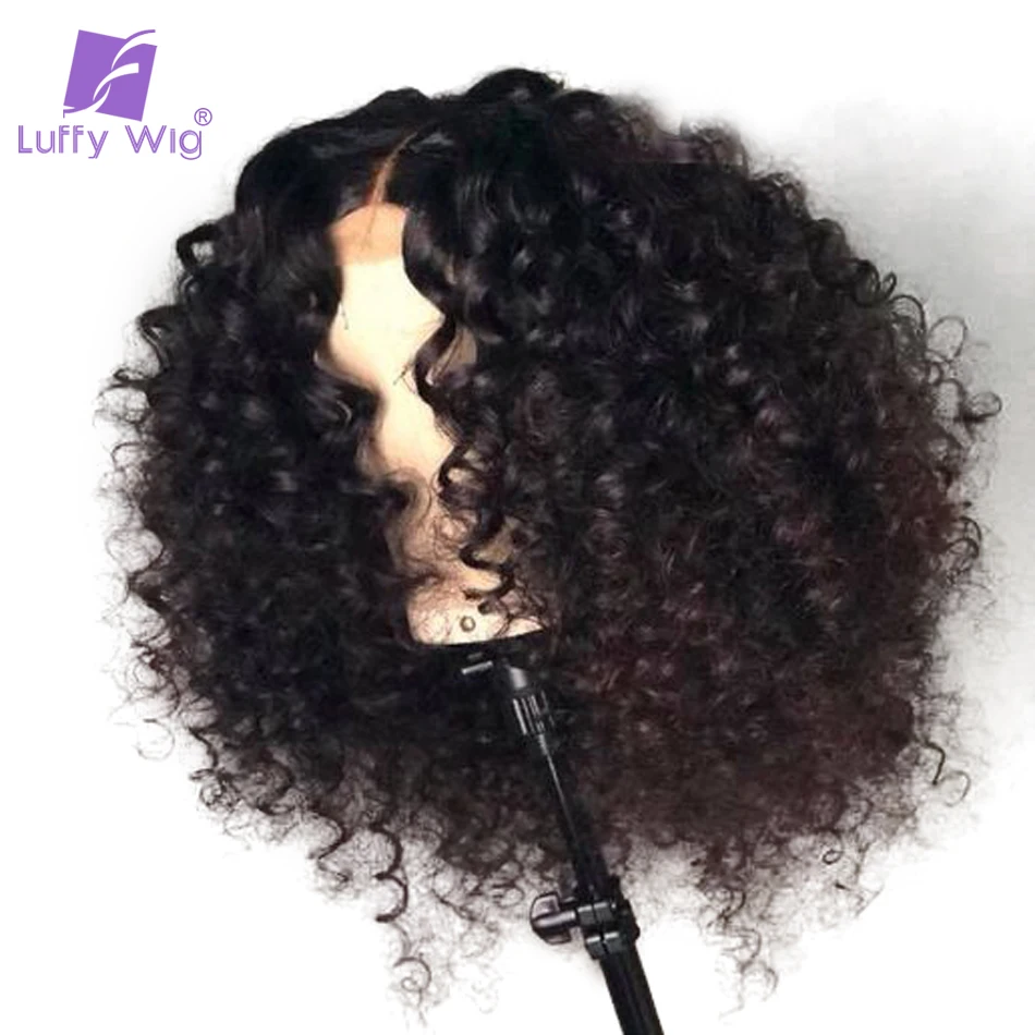 

Luffy Glueless Pre Plucked Full Lace Curly Human Hair Wigs With Baby Hair Malaysian Remy Hair Bleached Knots for women