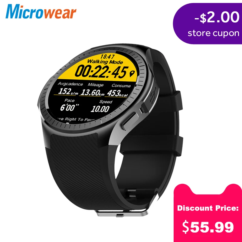 Microwear L1 Спорт smart watch для Android ios MTK2503 сердечный ритм 2G Wi-Fi Bluetooth звонок 0,3 M Камера TF карты браслет шагомер