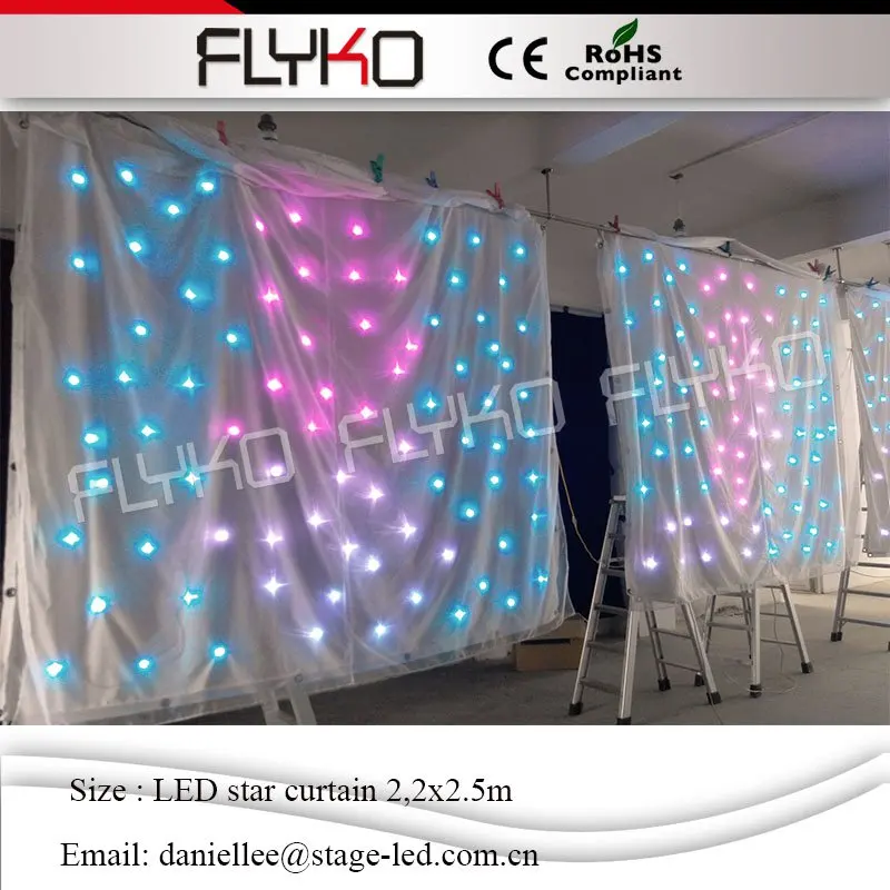 

CE ROHS 7x15 meter Hot sale white star curtains led curtain for party 2.2mx2.5m