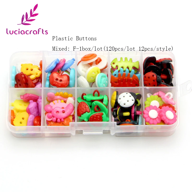 Lucia crafts 120 шт./кор. 8-20 мм разноцветные шарики Пластик пуговицы с 2 отверстиями детская Скрап Швейные DIY аксессуары E0227