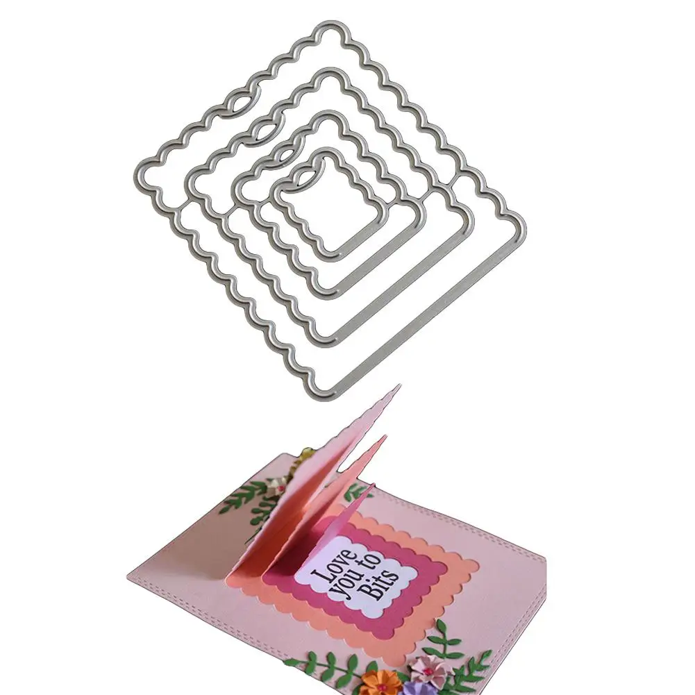 

Adeeing 3D Wave Floral Frame Carbon Steel Cutting Dies DIY Scrapbooking Die Cuts Decor Crafts Embossing Templates Art Cutter