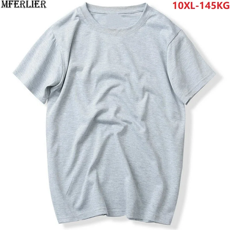 

summer men casual cotton t-shirts o-neck short sleeve tees plus size big 8XL 9XL 10XL mens home large loose tshirt 140KG black