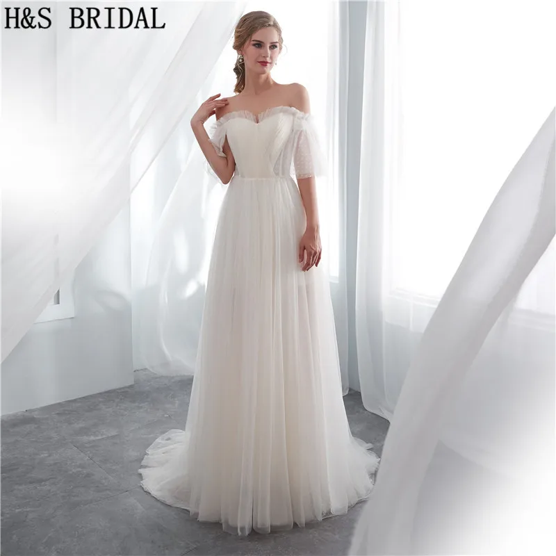 off the shoulder guest wedding dress