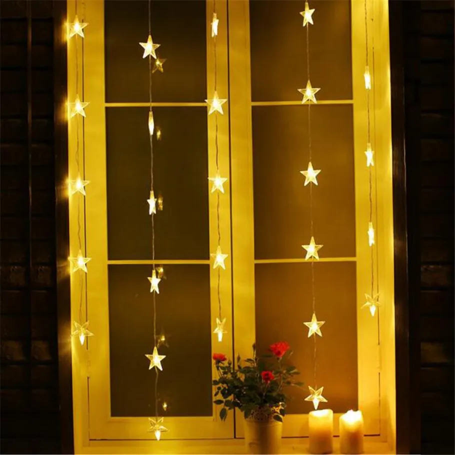 

1M 220V Fairy star led icicle curtain Outdoor Home Christmas Decorative xmas String Fairy Curtain Strip Garlands Party Lights F