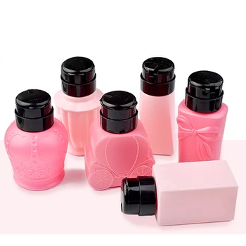 

Large Capacity Empty Pump Liquid Alcohol Dispenser Press Nail Polish Remover Cleaner Bottle Makeup Refillable Container Pink