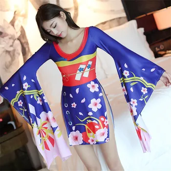 

Sexy lingerie cosplay Sakura Japanese kimono sleeves School uniform Swimsuit Jumpsuits costumeswomen girls School uniform