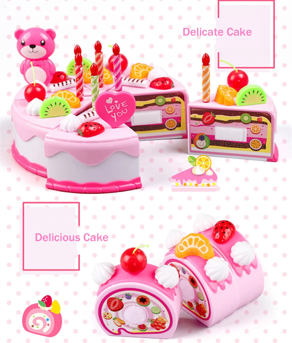 Brinquedos de Cozinha Bolo de Aniversário Cozinha para Crianças Cocina de Juguete Fingir Jogar Corte Comida Brinquedo Plástico Jogo Chá Conjunto 80 Pçs 12 Brinquedos de cozinha