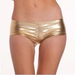 Женские танцевальные Клубные короткие металлический спандекс Лайкровые шорты сексуальные девушки боксеры супер мини шорты