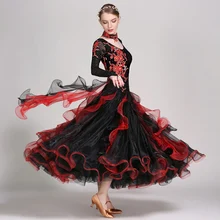 Ballroom Competition Dance Dresses For Women Long Sleeve Stage Tango Waltz Dancing Costume Lady’s Standard Ballroom Dress