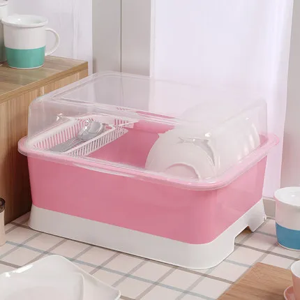 

Large kitchen cupboard plastic drain rack dish rack with lid bowling table dishware cutlery storage box rack