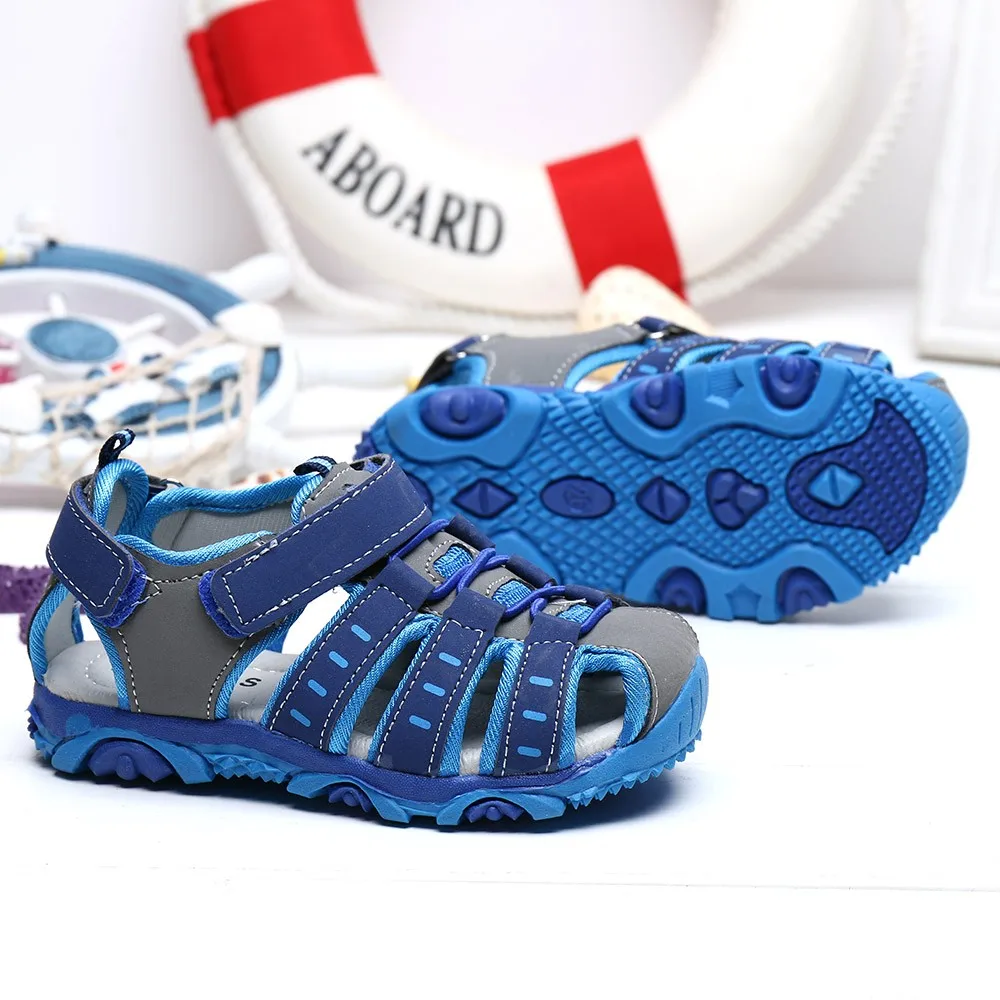 Летние пляжные сандалии; детские сандалии для младенцев с закрытым носком; модная дизайнерская детская обувь для мальчиков и девочек; детская обувь A1