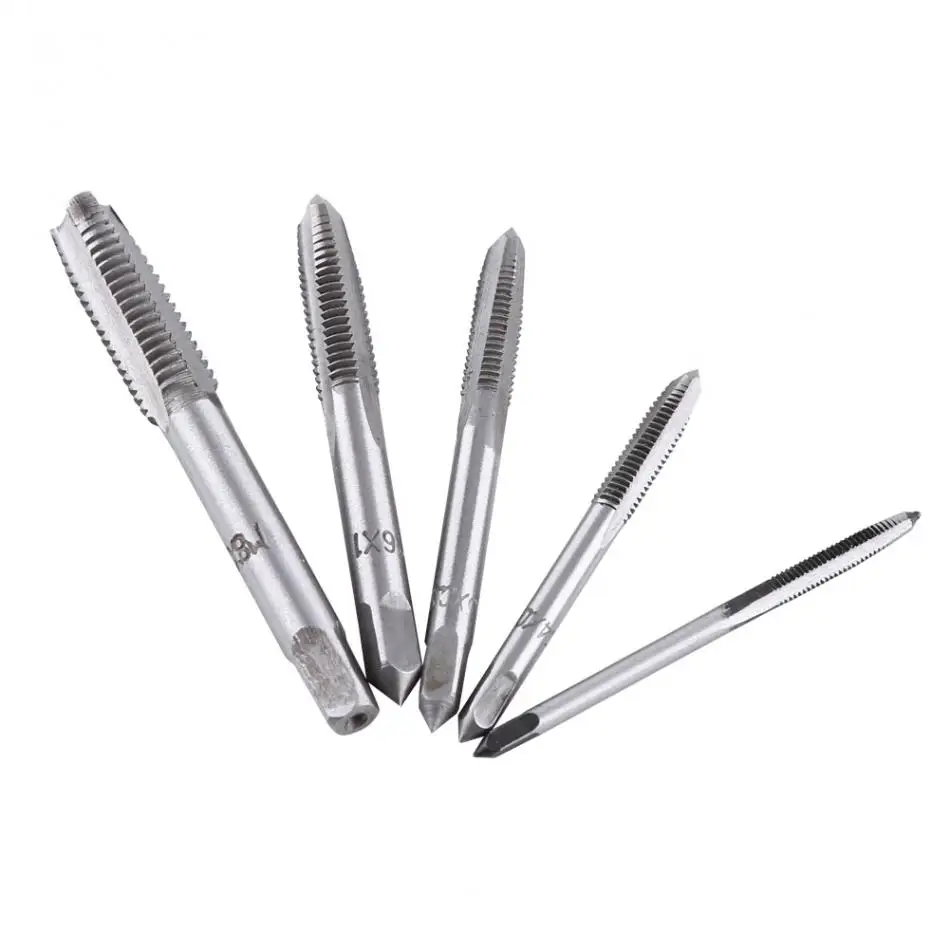 5pcs Hand Tap Tapping Screw Thread Taps Set M3 M4 M5 M6 M8 Straight Flute Hand Screw Thread Hand Tools woodworking