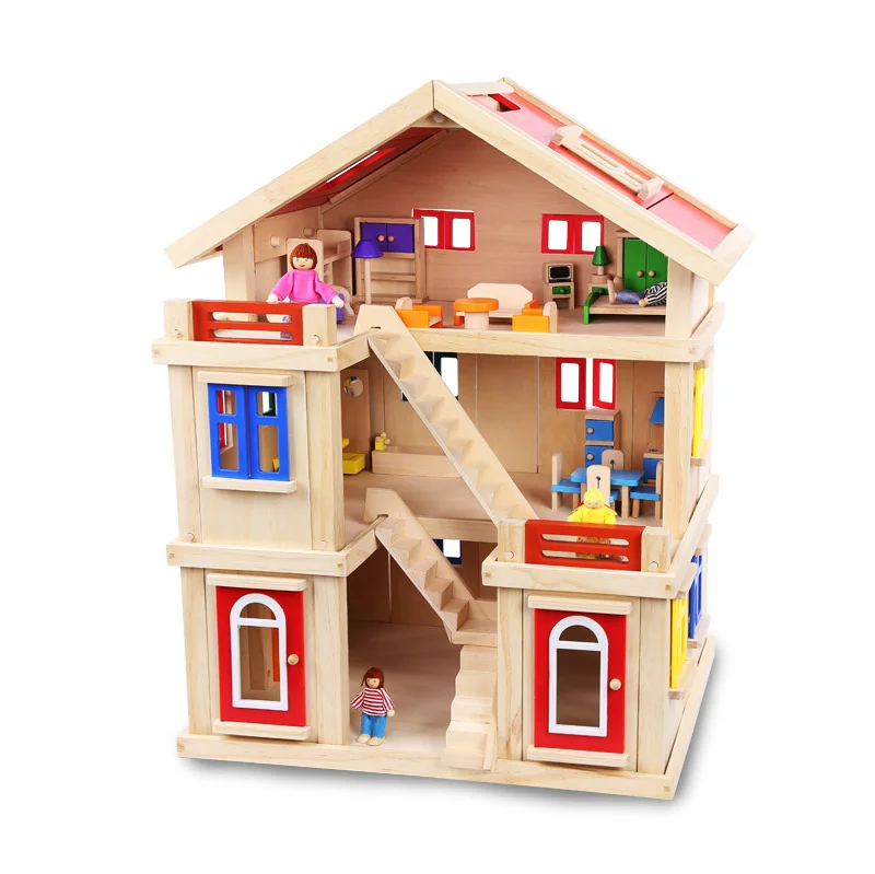 

Big Children's Educational Gift Box Holiday Doll House Creative Building Blocks Diy Toy Villa Set Play House build dollhouse