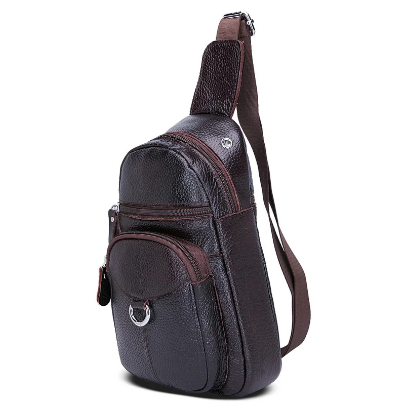 Women Vintage Genuine Leather Satchel Shoulder Sling Small Chest Bag Pack Travel Hiking Sports Shoulder Backpack Cross Body - Цвет: Coffee