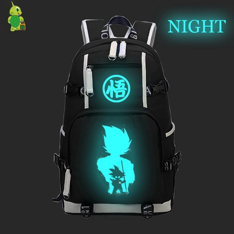 Светящийся холщовый рюкзак с драконом, Супер Саян Гоку, Вегета, школьные сумки для подростков, мальчиков и девочек, рюкзак для ноутбука, дорожные сумки