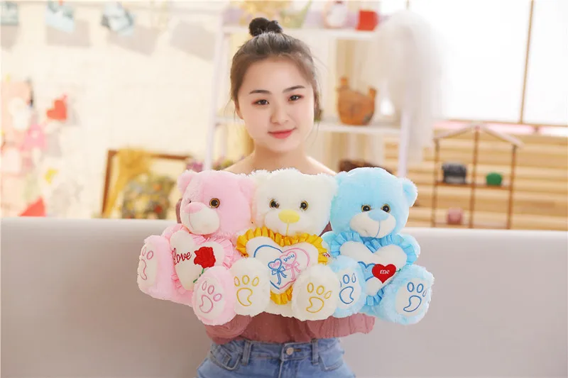 GFPAN 1 шт. 25 см Высокое качество световой PlushTeddy медведь Холдинг Love игрушки мерцающий кукла животных медведь прекрасный подарок на день