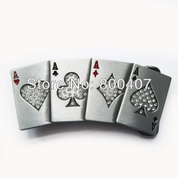 

Retail Distribute Hip Hop Bling Bright Clear Rhinestones 4 Ace Poker Card Belt Buckle BUCKLE-CS015 Free Shipping
