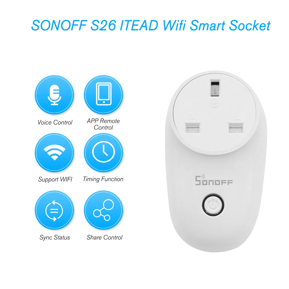 Sonoff S26 Wi-Fi умная вилка Автоматизация дома Дистанционное Беспроводное управление s адаптер приложение управление розетка для мобильного телефона EU/US/UK/CN/AU