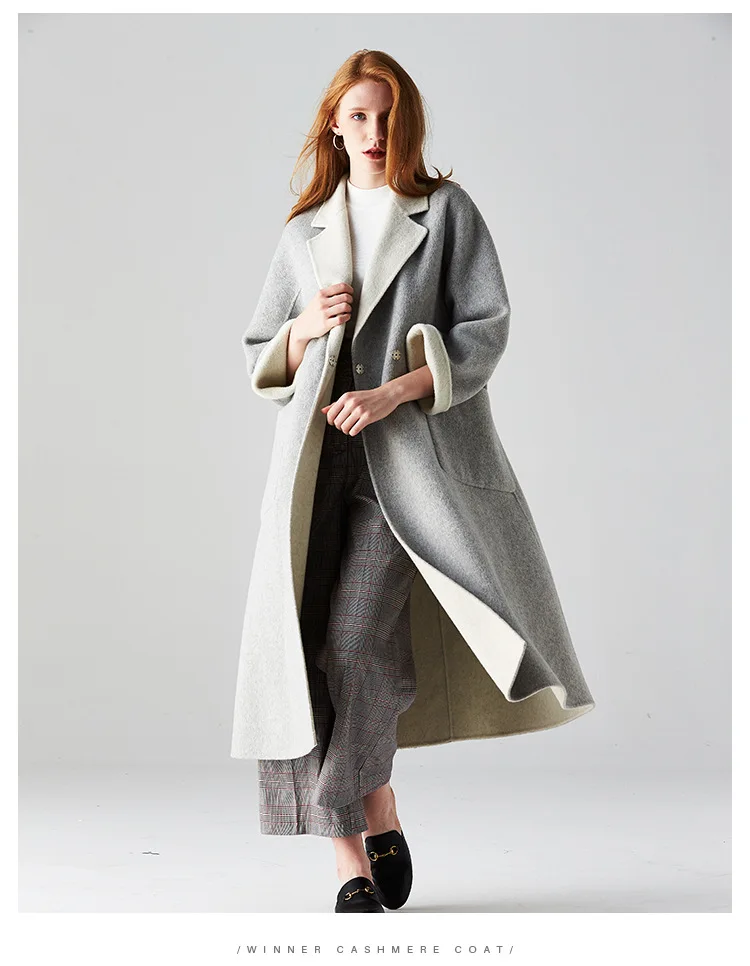 Осенне-зимнее Новое двустороннее кашемировое пальто Европейская версия с отворотом Альпака флисовое пальто женское