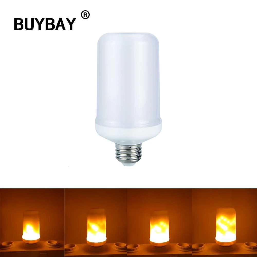 

BUYBAY E27 E26 SMD2835 LED Flame Effect Fire Light Bulbs 7W Creative Lights Flickering Emulation Atmosphere Decorative Lamps