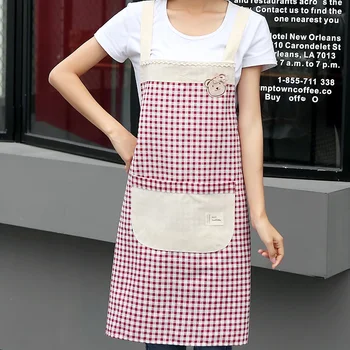 

SINSNAN Double-deck Cotton Linen Women Apron For Kitchen Dress For Home Chef Cuisine Apron Baking Accessories Hairdresser Tool