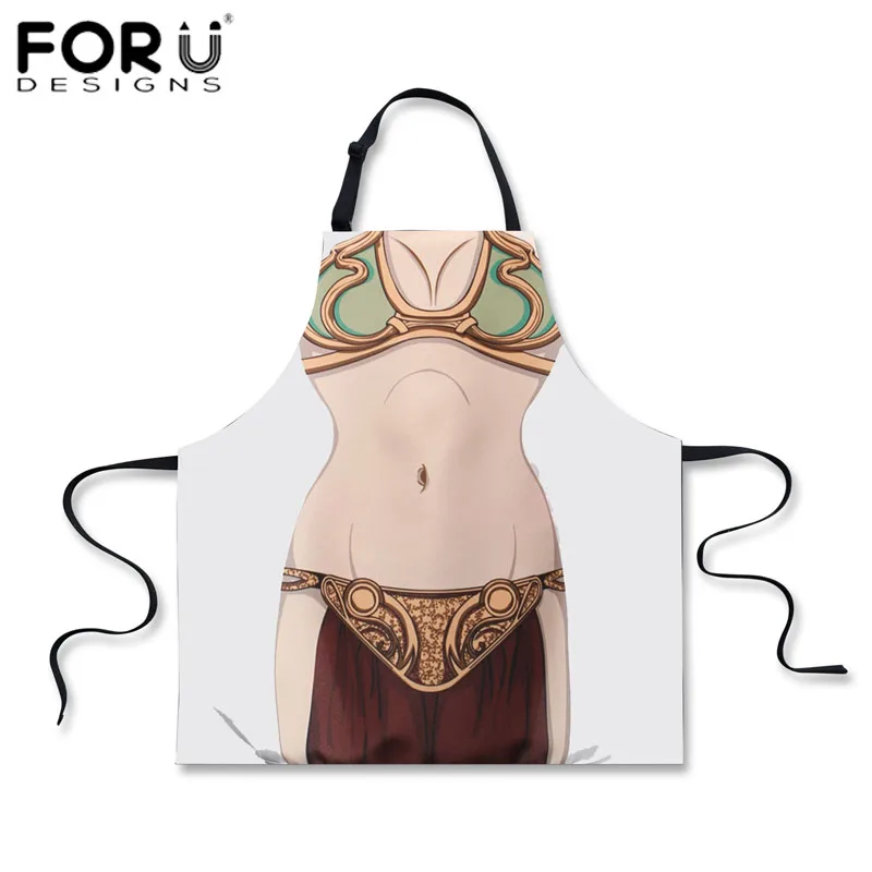 FORUDESIGNS Funny Star Wars Princess Leia Apron 3D Sexy Character Costume Apron Cooking Party Aprons for Women Ladies Sexy Apron